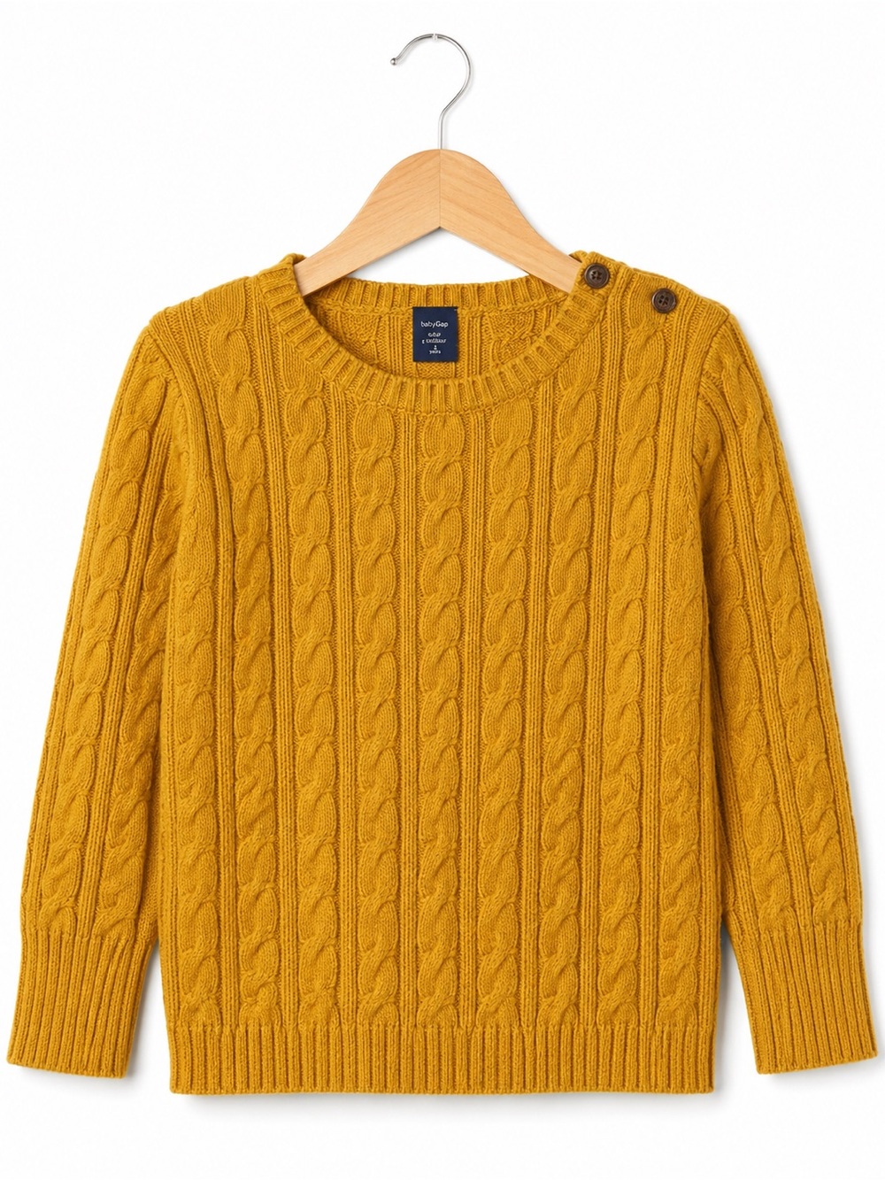 babyGap Gap Mustard Yellow Cable Knit Crewneck Sweater 18-24 Months Toddler